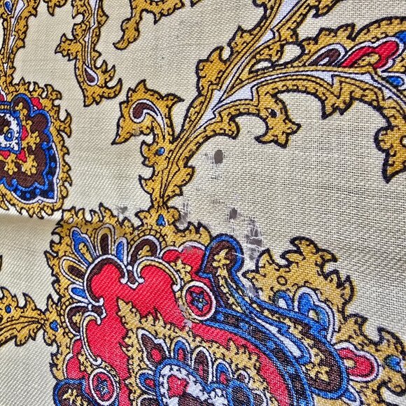 English Village Scarf Square Wool Japan Persian Inspired Baroque Floral Boho VTG - Picture 4 of 10